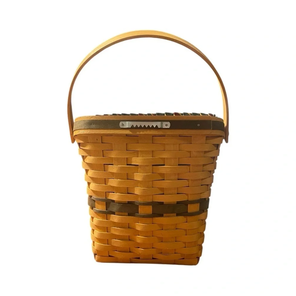 Vtg Longaberger Christmas Collection 98 Glad Tidings Basket Cloth Plastic Liner
